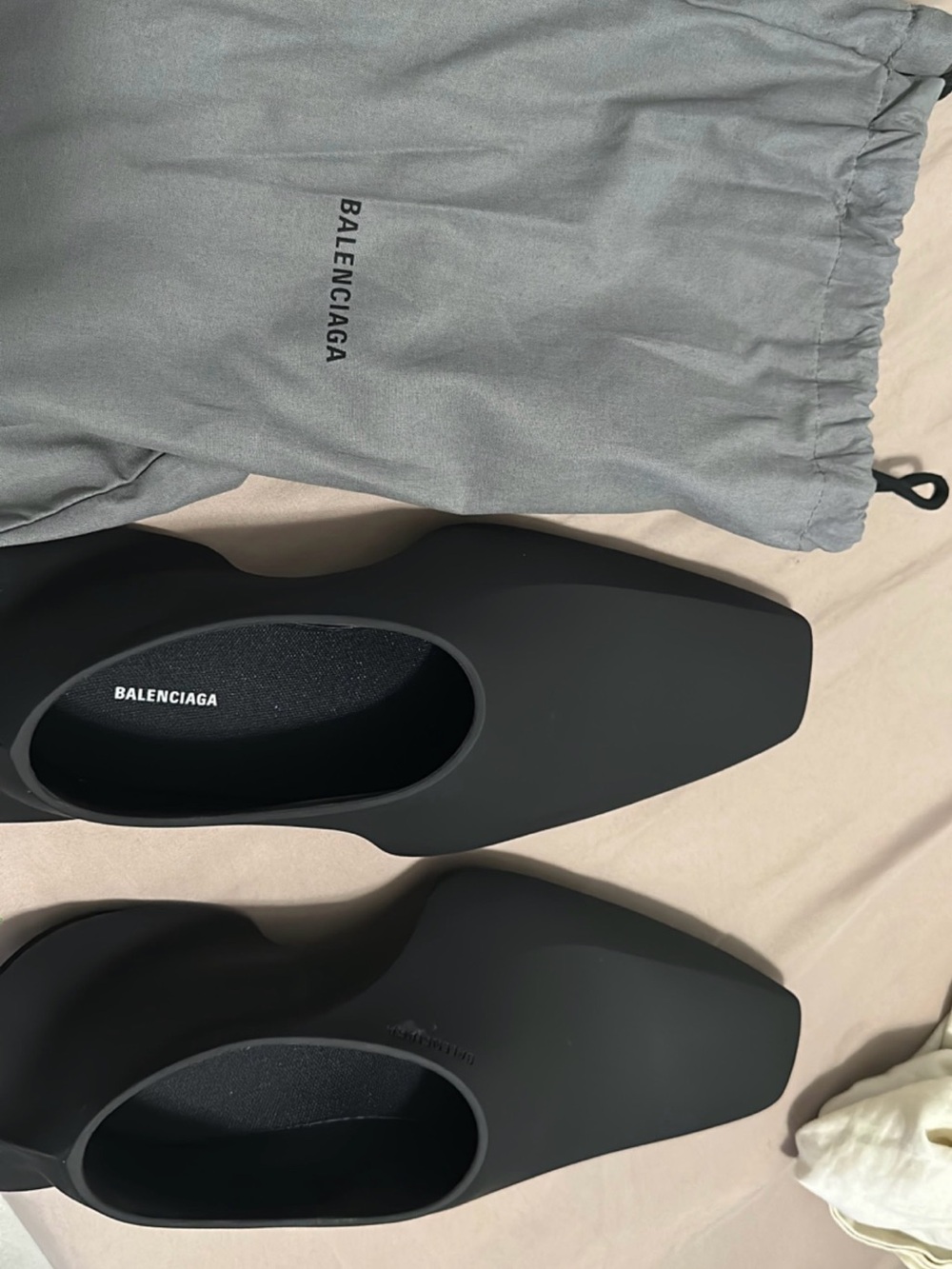 Balenciaga Matte Black Square-Toe Slip-Ons
